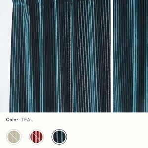 Anthropologie Teal Fiora Ribbed Velvet Window Curtains (2 panels)